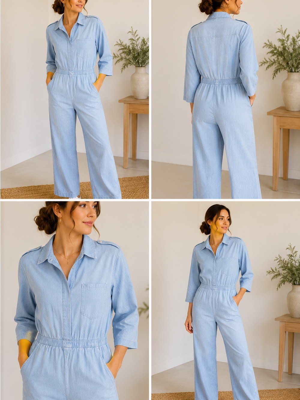DB Boutique for Saks Fifth Avenue Utility Jumpsuit Light Blue Size M